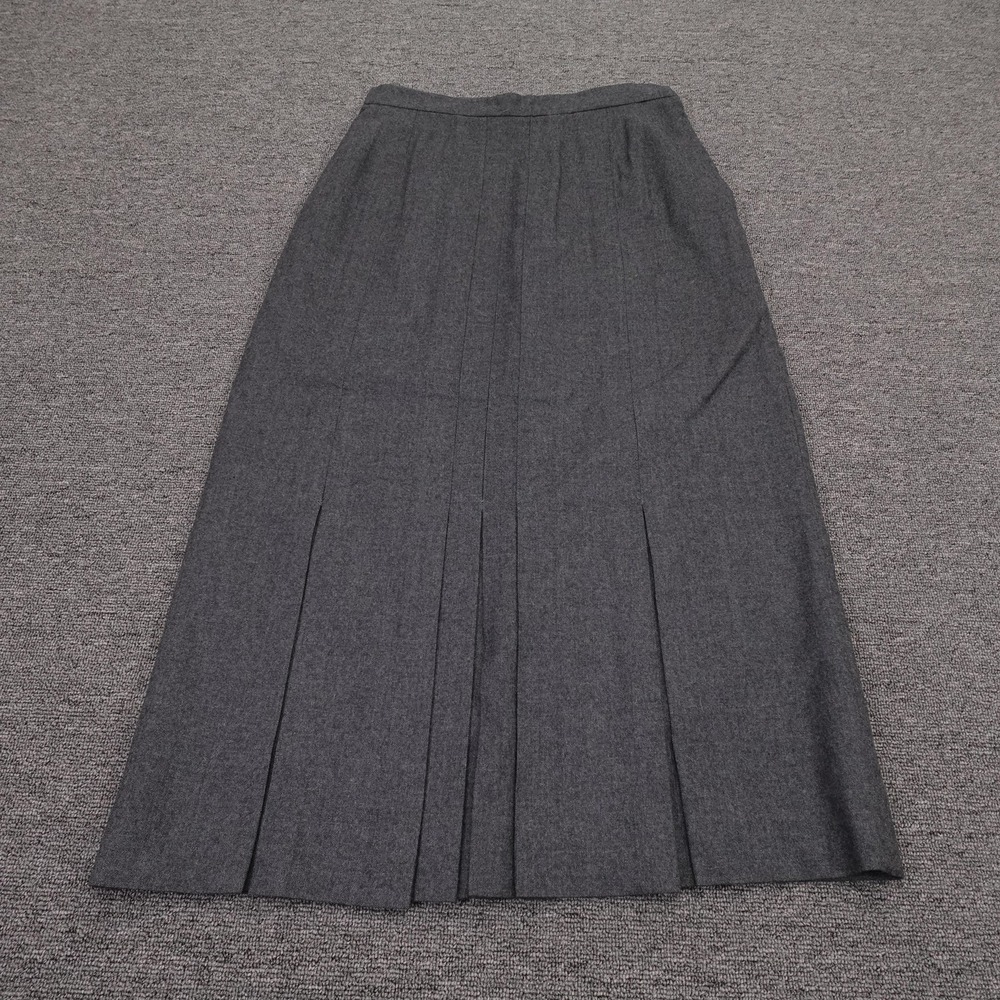 Vintage Christian Dior Skirt Womens 10 Gray Wool Pleated Twill Maxi Lined